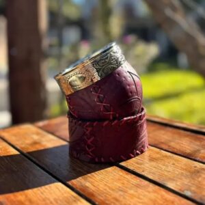 Mate Campero Cuero Repujado Virola Y Guarda Alpaca Labrada + Envío Gratis