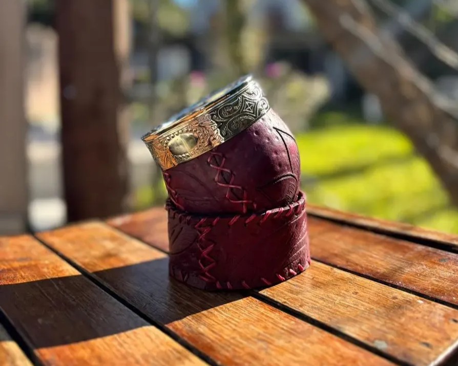 Mate Campero Cuero Repujado Virola Y Guarda Alpaca Labrada + Envío Gratis