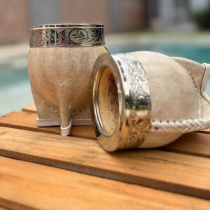 Mate Imperial Cuero Crudo Alpaca Calabaza + Envío Gratis