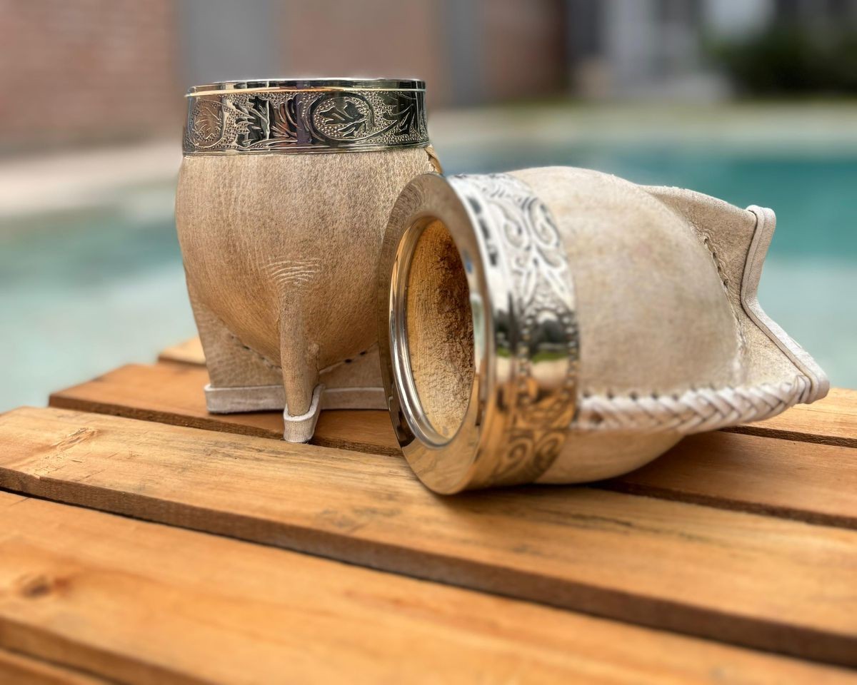 Mate Imperial Cuero Crudo Alpaca Calabaza + Envío Gratis