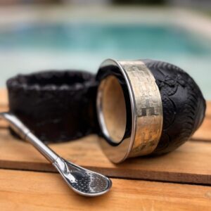 Mate Campero Cuero Repujado Virola Y Guarda Alpaca + Envío Gratis