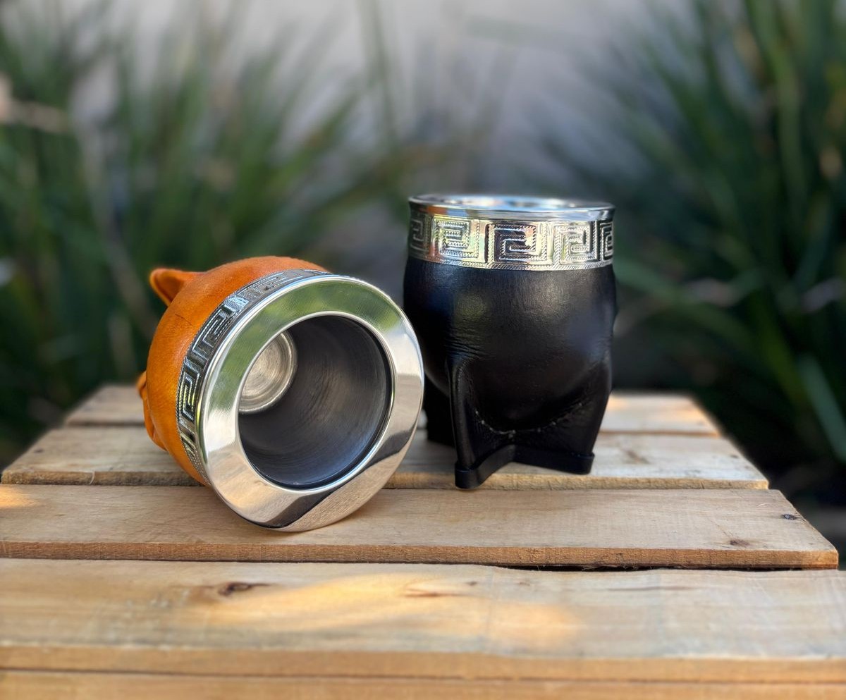 Mate Imperial Deluxe Cuero Virola E Interior Acero Inoxidable + Envío Gratis