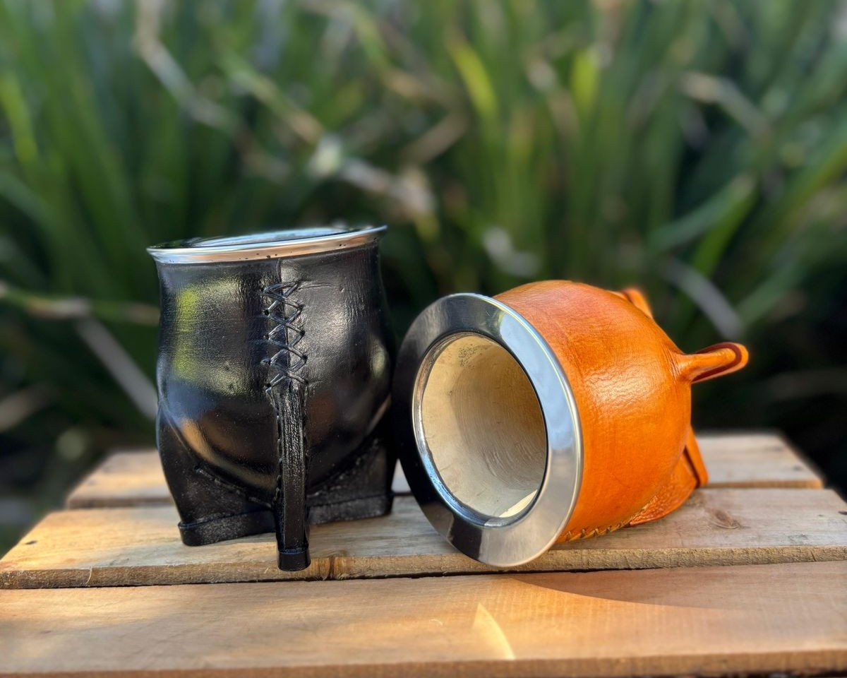 Mate Camionero Calabaza Cuero Virola Acero Inox + Envío Gratis - Image 2