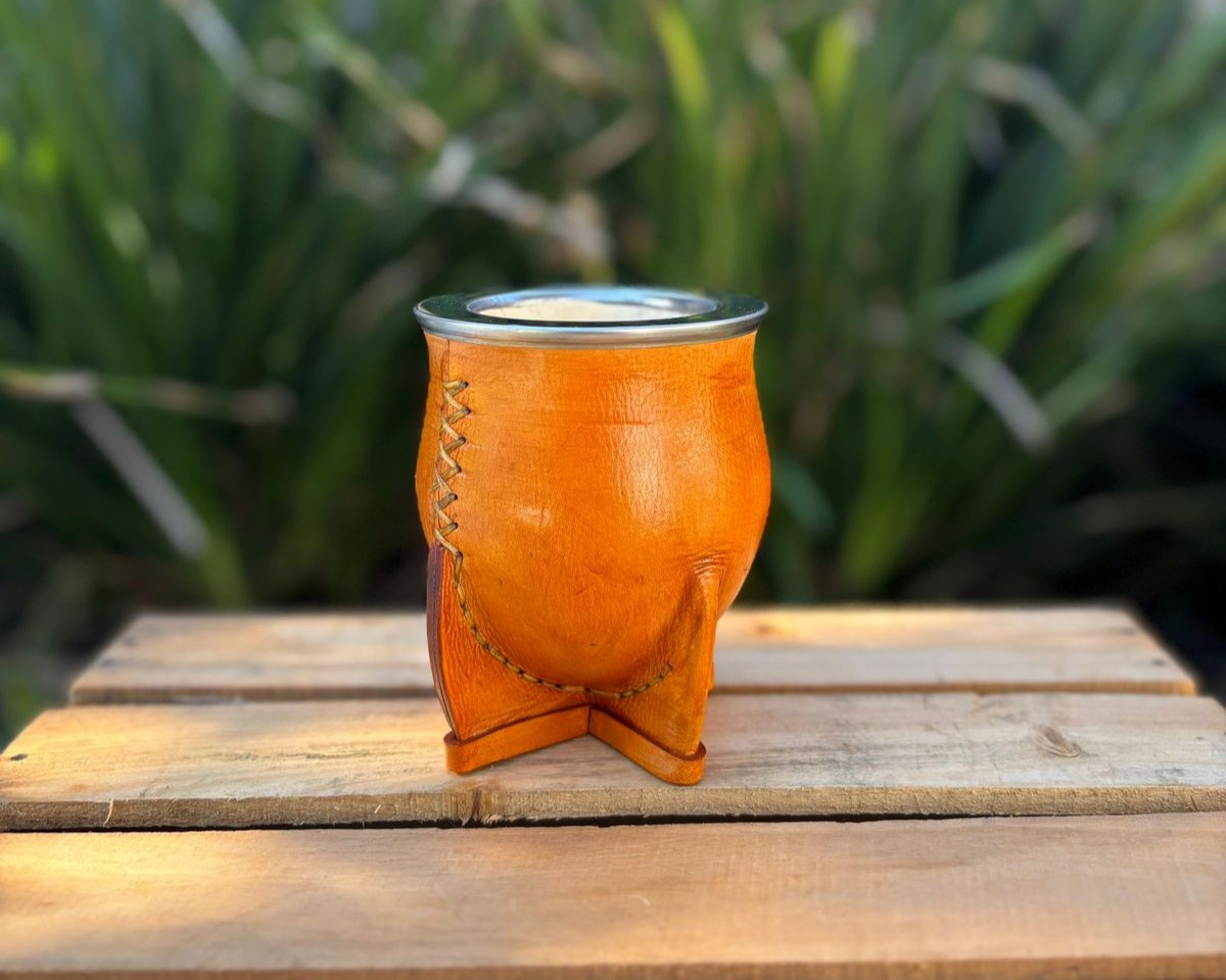 Mate Camionero Calabaza Cuero Virola Acero Inox + Envío Gratis - Image 4