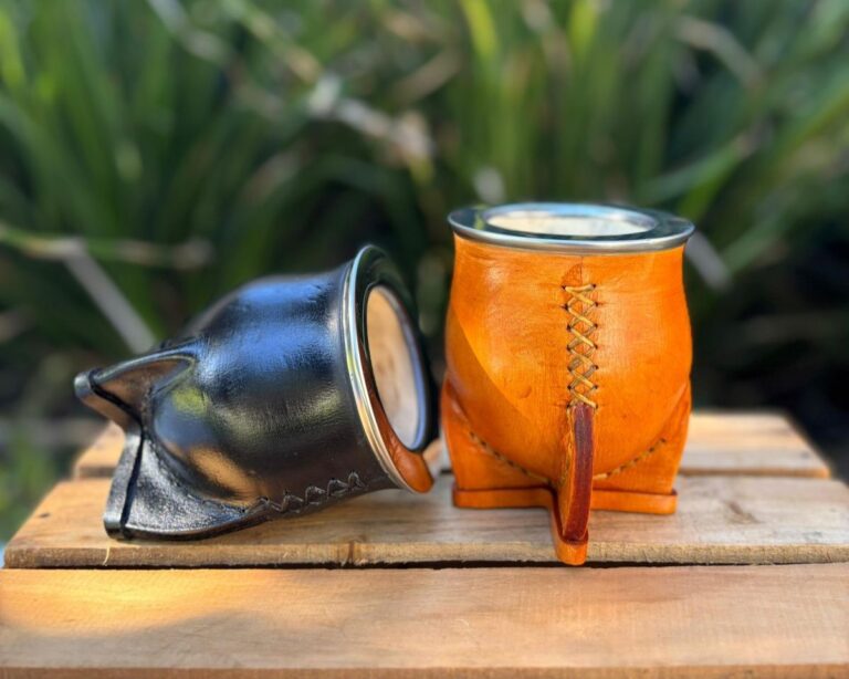 Mate Camionero Calabaza Cuero Virola Acero Inox + Envío Gratis