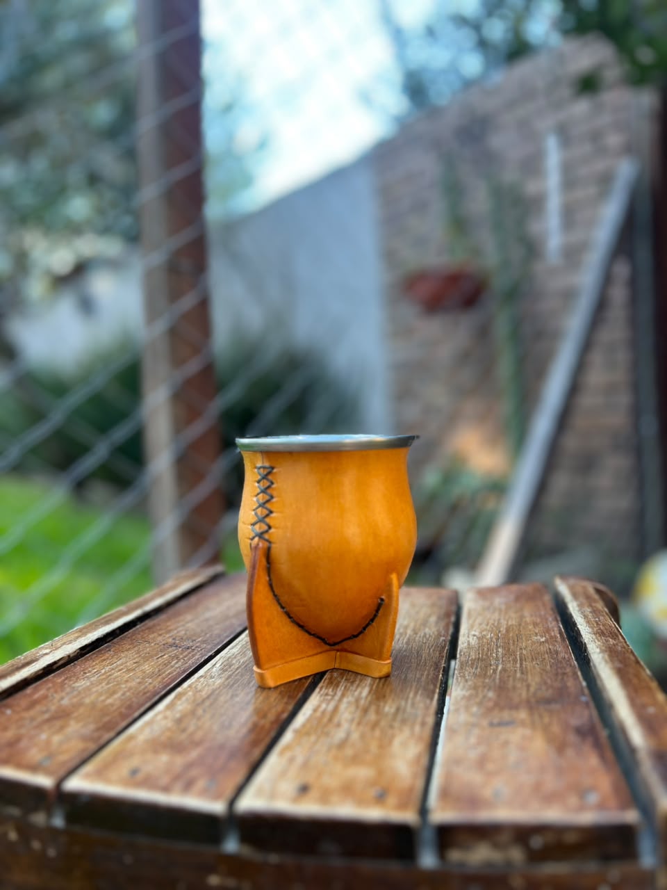 Mate Camionero Calabaza Cuero Virola Acero Inox + Bombilla Pico de Loro + Envío Gratis - Imagen 6