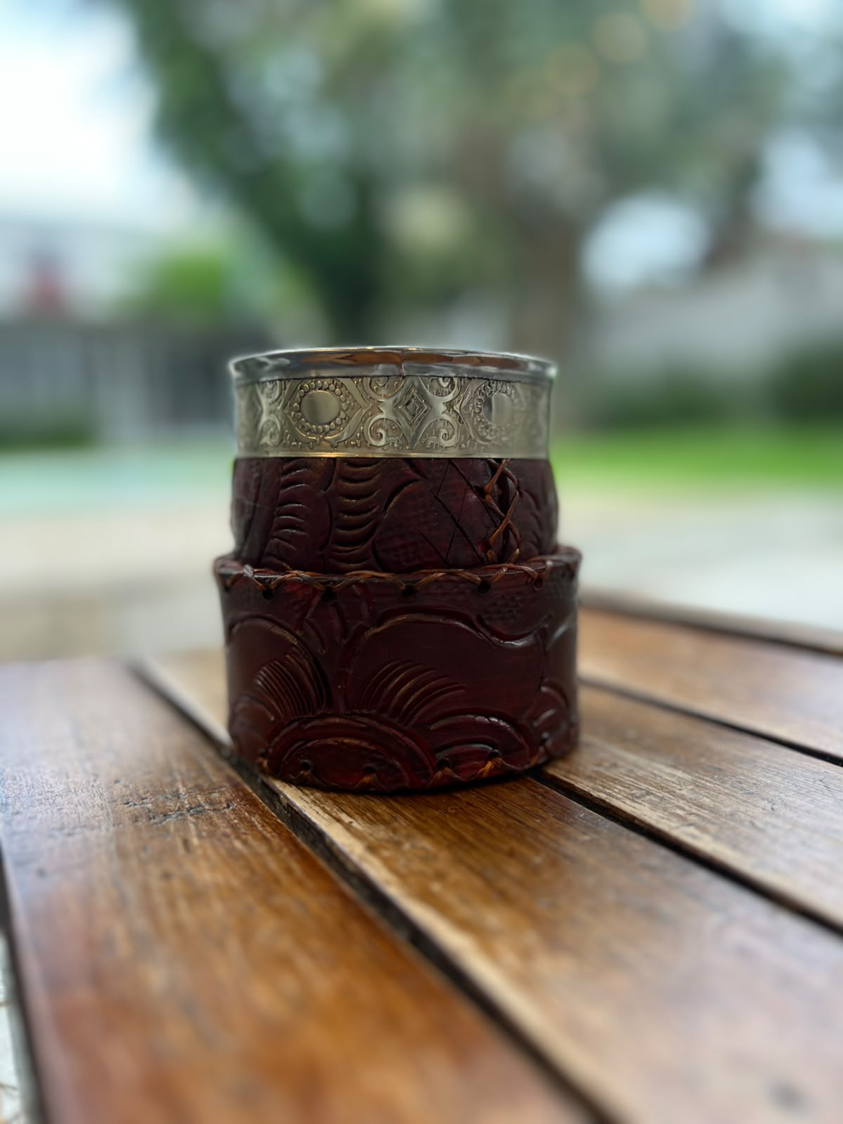 Mate Campero Cuero Repujado Virola Y Guarda Alpaca + Envío Gratis - Imagen 6