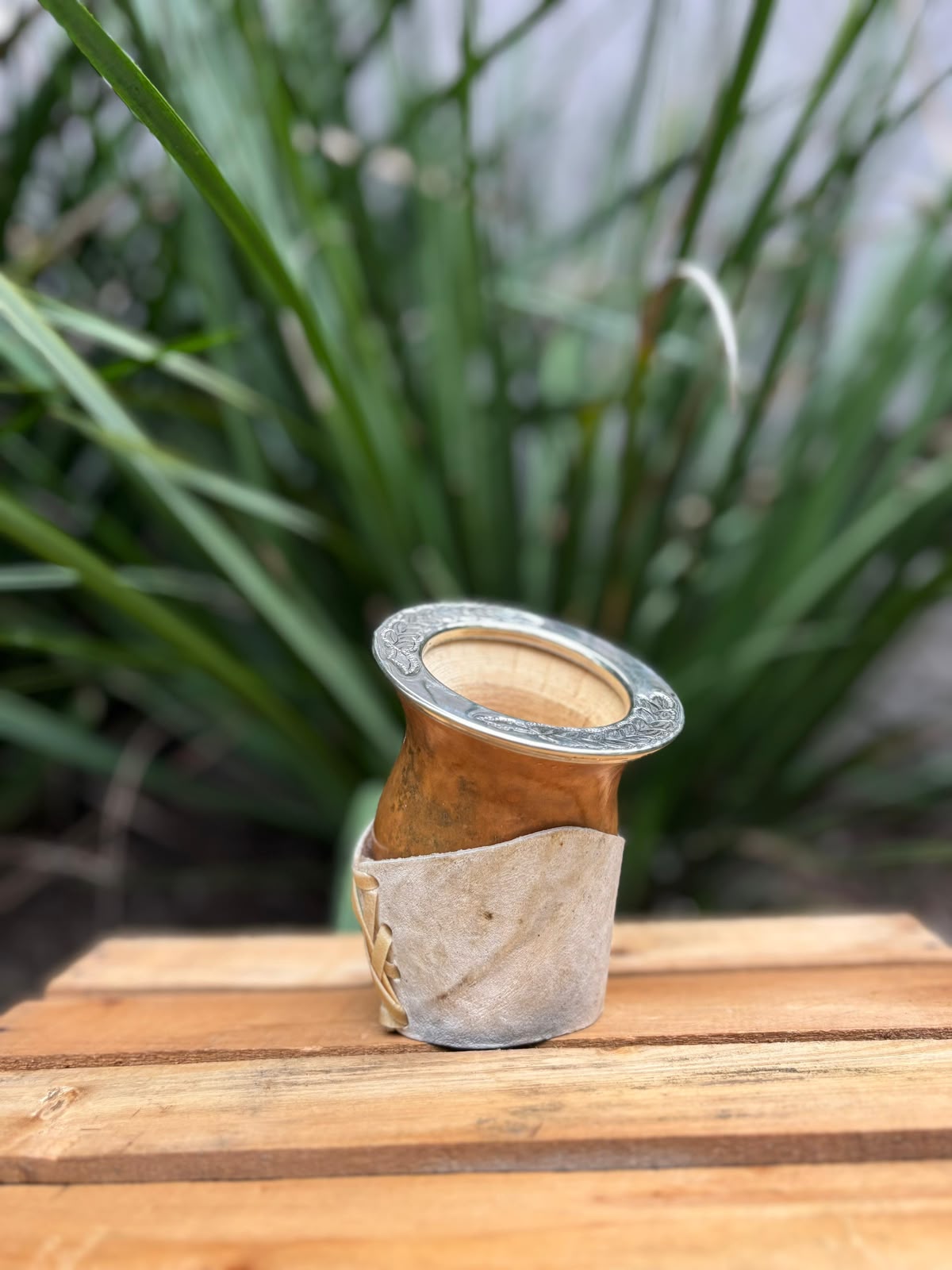 Mate Criollo Virola Alpaca Con Posa De Cuero + Envío Gratis