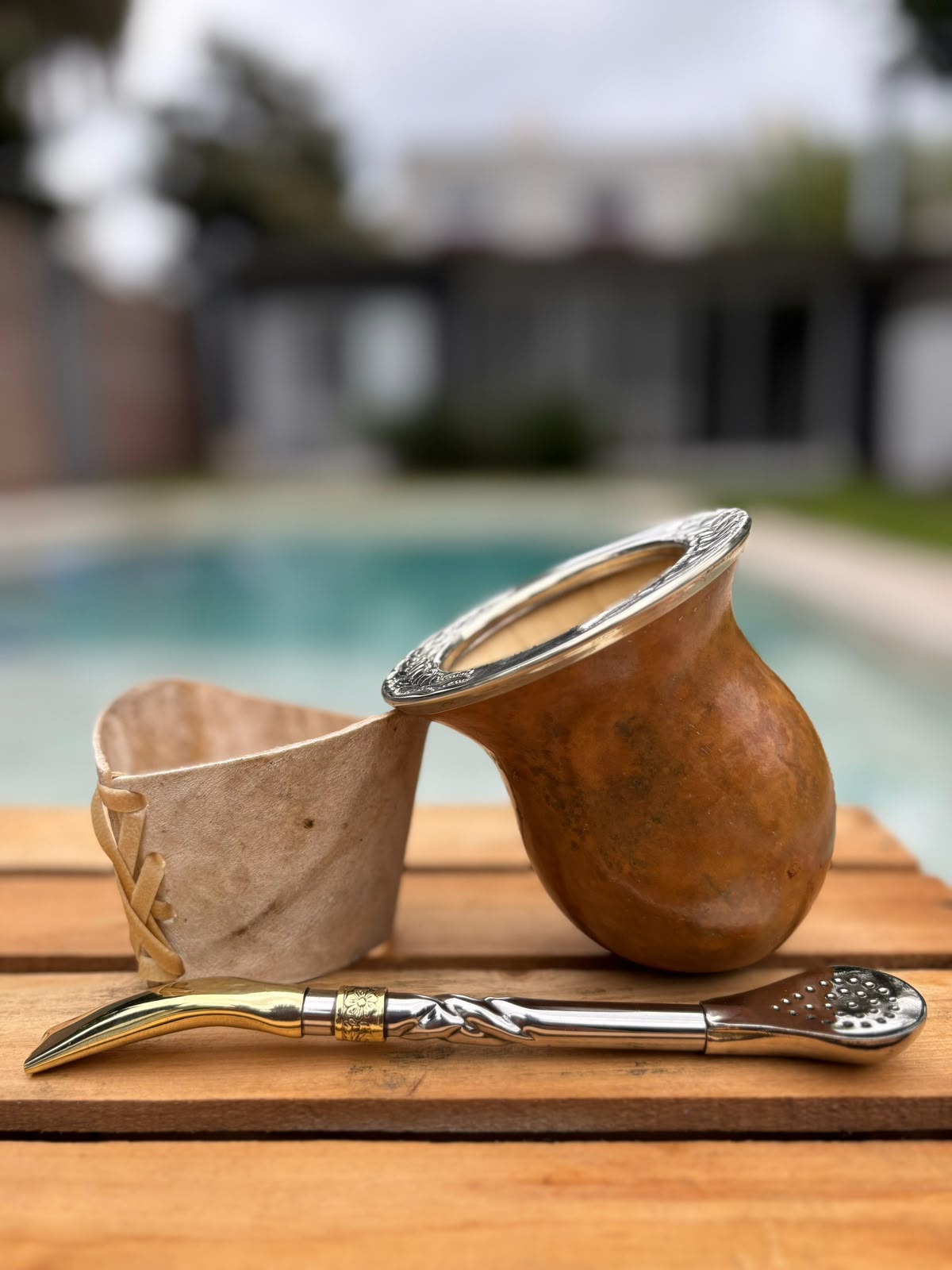 Mate Criollo Virola Alpaca Con Posa De Cuero + Envío Gratis - Image 3