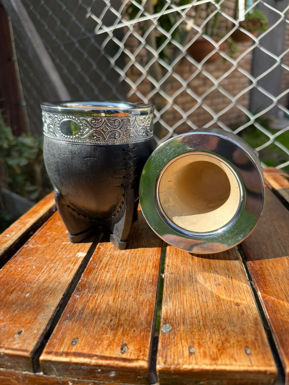 Mate Imperial Calabaza Cuero Virola Acero Inox + Bombilla Pico de Loro + Envío Gratis - Imagen 4