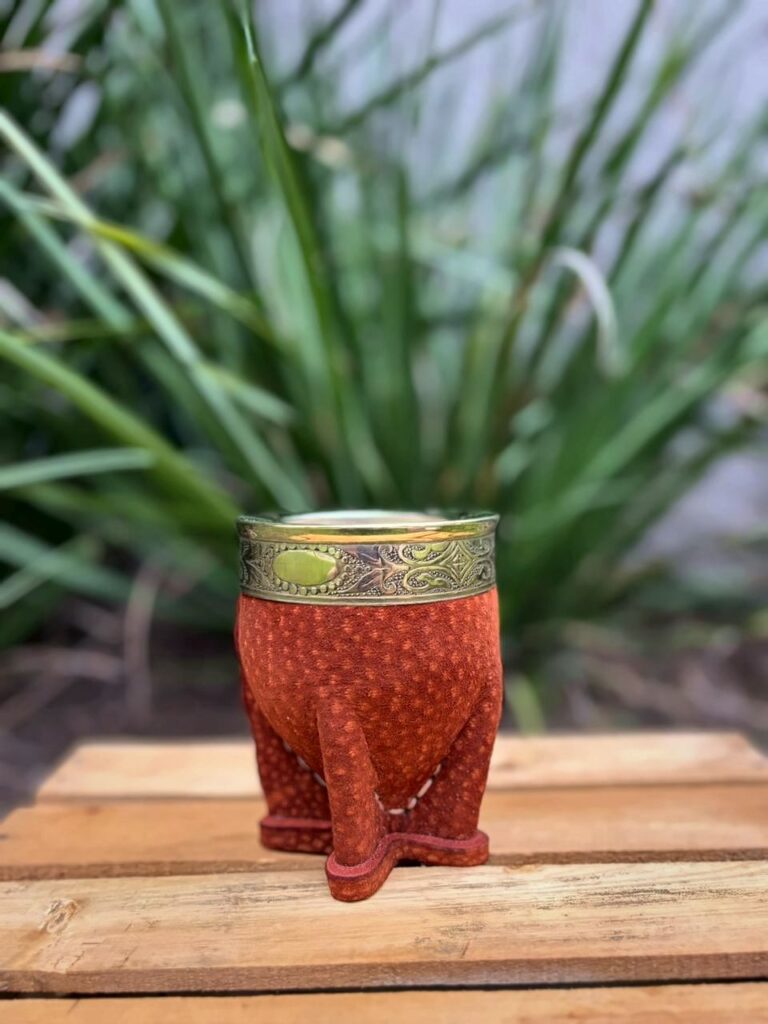 Mate Imperial Cuero Carpincho Alpaca Calabaza + Bombilla Pico de Loro + Envío Gratis