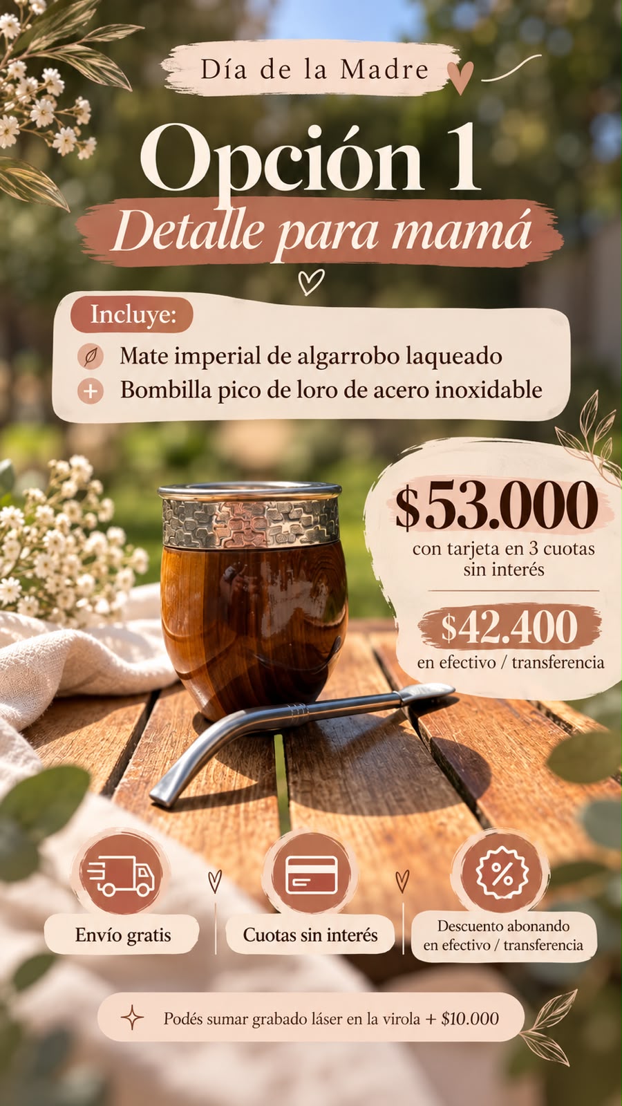 Opción 1 (Detalle para Mamá) + Envío Gratis